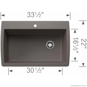 Modern Single Drop-In Silgranit Sink in Volcano Gray - Diamond Super 402912 Blanco