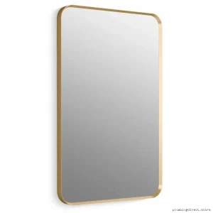 Modern Brushed Gold 22x34 Rectangle Wall Mirror - Kohler 26052-BGL