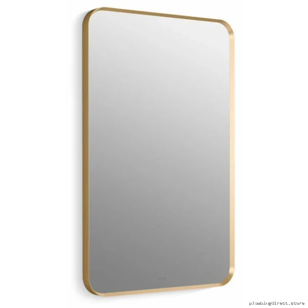 Modern Brushed Gold 22x34 Rectangle Wall Mirror - Kohler 26052-BGL