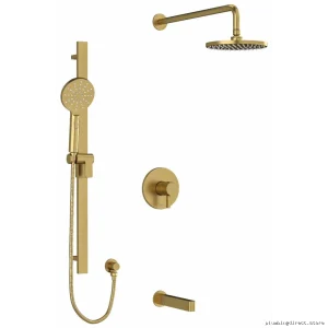 Tub & Showers Faucet Trim Kit w/ Ceiling Arm - Modern Design in Brushed Gold (TKIT1345PXTMBG-6) by RIOBEL