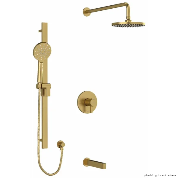 Tub & Showers Faucet Trim Kit w/ Ceiling Arm - Modern Design in Brushed Gold (TKIT1345PXTMBG-6) by RIOBEL