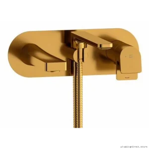 Modern Brushed Gold Wall-Mount Tub Faucet Trim