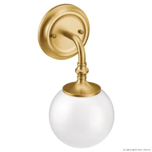 Modern Brushed Gold Wall Sconce 1-Globe Bathroom Lighting Fixture Colinet YB0561BG