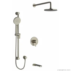 Modern Faucet Trim for Tub & Shower - Brushed Nickel Finish (TKIT1345NBBN-CW) | Nibi RIOBEL Collection