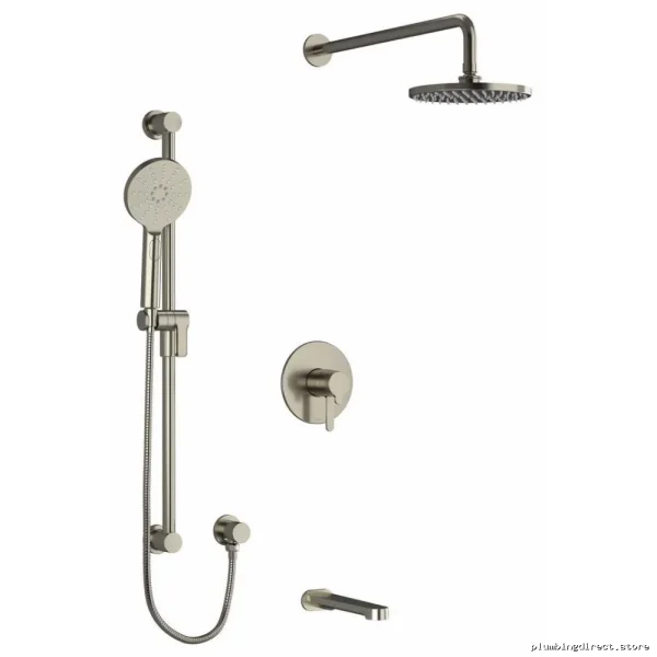 Modern Faucet Trim for Tub & Shower - Brushed Nickel Finish (TKIT1345NBBN-CW) | Nibi RIOBEL Collection