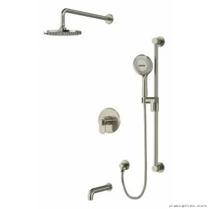 Modern Brushed Nickel Tub & Shower Faucet Trim Kit - TKIT1345AABN-CW by RIOBEL