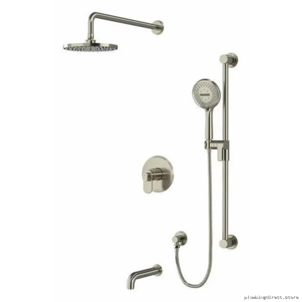 Modern Brushed Nickel Tub & Shower Faucet Trim Kit - TKIT1345AABN-CW by RIOBEL