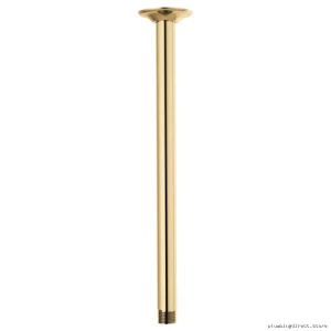 Modern Ceiling Mount Shower Arm with Round Flange - Polished Gold Brizo