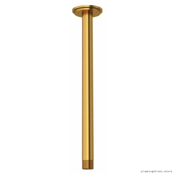 Modern Ceiling-Mounted Shower Arm with Round Wall Plate - Brushed Gold Finish #567BG