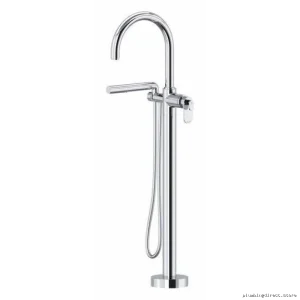 Chrome Single-Hole Floor Mount Tub Filler Trim - Modern Design TAA39C RIOBEL