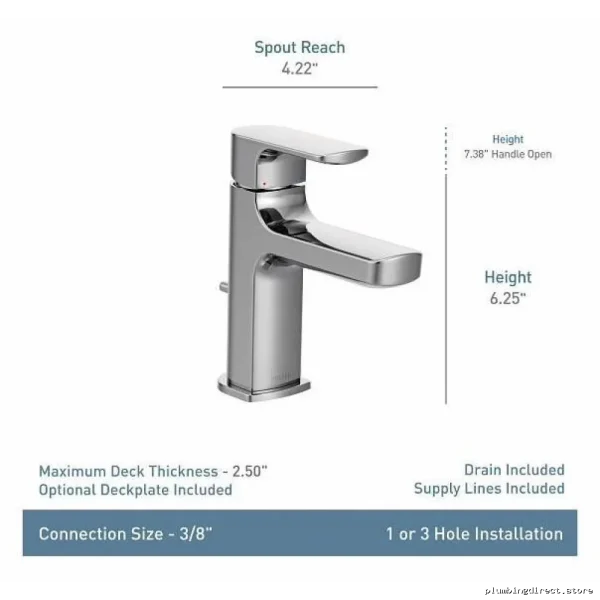 Modern Single Hole Bathroom Faucet - Chrome Finish 6902 Moen-style - Image 2