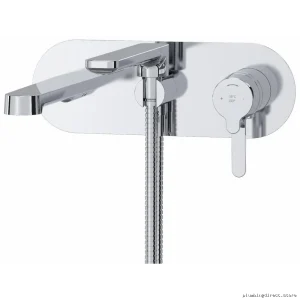 RioBel Chrome Nibi Wall-Mount Tub Filler Trim - Modern Bathroom Upgrade TNB21C