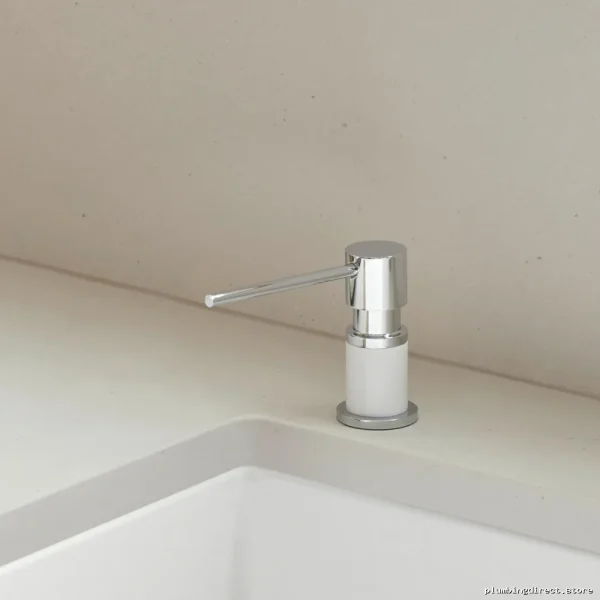 Lato Modern Chrome & White Soap Dispenser for Bathroom - Image 2