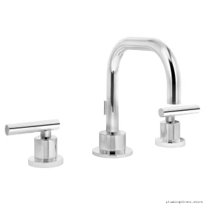 Chrome Widespread Bath Faucet With Pop-Up Drain & Modern Design