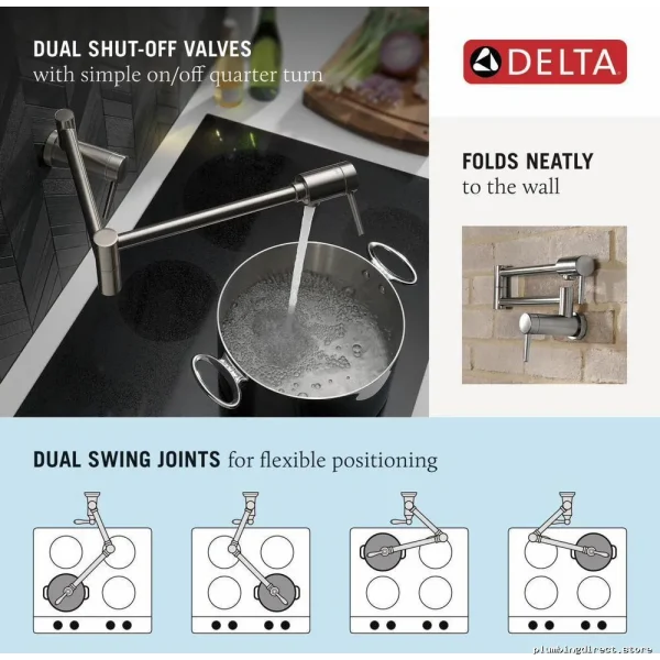 Modern Pot Filler Faucet – Stainless Steel Model Number by Delta - Image 3