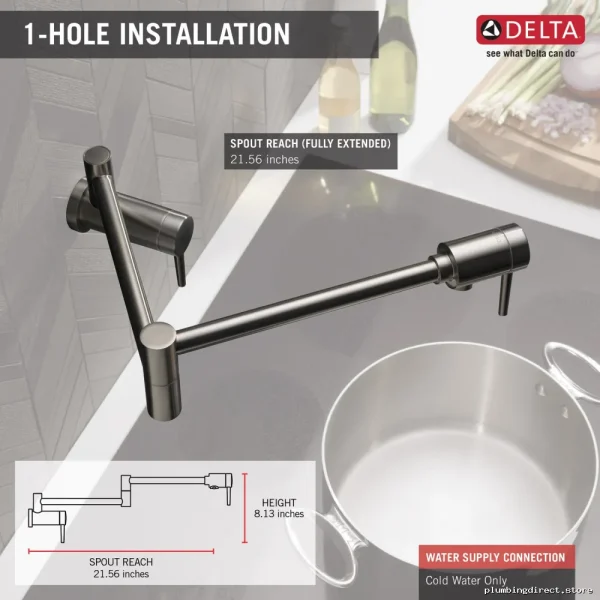 Modern Pot Filler Faucet – Stainless Steel Model Number by Delta - Image 4