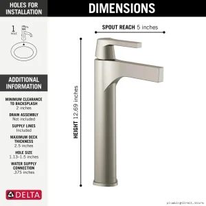 Modern Stainless Steel Bathroom Vessel Sink Faucet Delta Finish