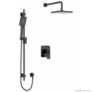 Modern Equinox Shower Trim Kit with Ceiling-Mounted Arm - Black Finish TKIT323EQBK-6 RIOBEL
