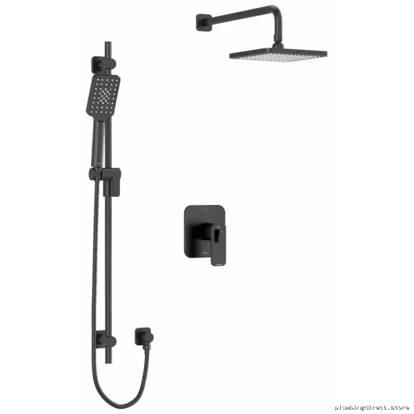 Modern Equinox Shower Trim Kit with Ceiling-Mounted Arm - Black Finish TKIT323EQBK-6 RIOBEL