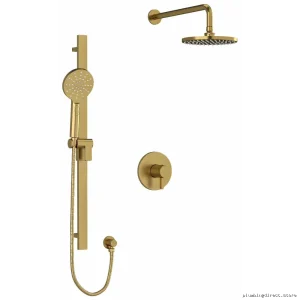 Modern Brushed Gold Ceiling-Mount Shower Trim Kit with Arm