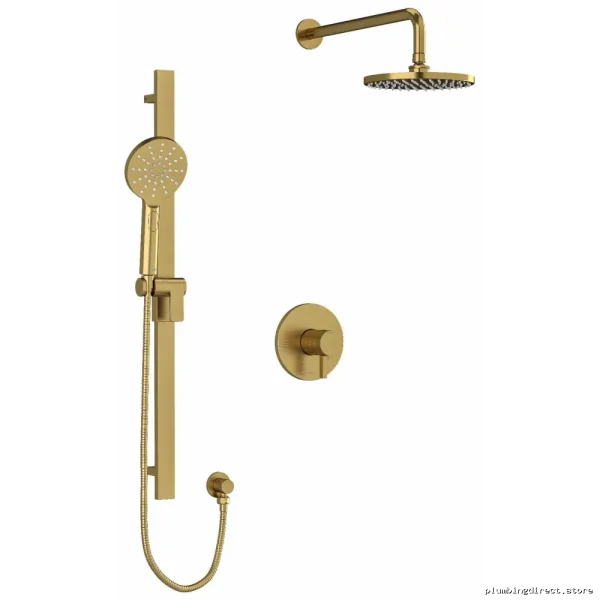 Modern Brushed Gold Ceiling-Mount Shower Trim Kit with Arm
