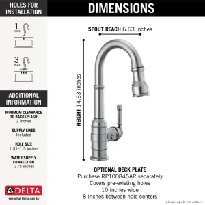 Modern Kitchen Faucet with Pulldown Spray - Broderick Arctic Stainless Finish 9990-AR-DST Delta