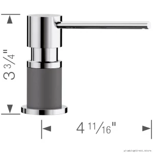Blanco Chrome Soap Dispenser with Cinder Finish - Modern Lato Design