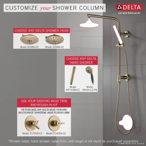 Luxury Round Shower Column - Champagne Bronze Finish & Modern Bathroom System