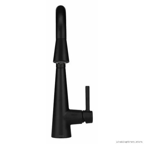 Modern Bar Faucet with Pull-Down Spray - Matte Black Finish 7664BL Moen