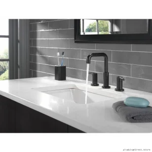 Modern Matte Black Widespread Faucet for Bathrooms - Nicoli 35849LF-BL Delta