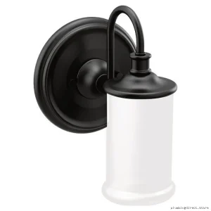 Modern Matte Black Bathroom Wall Sconce - Moen Belfield