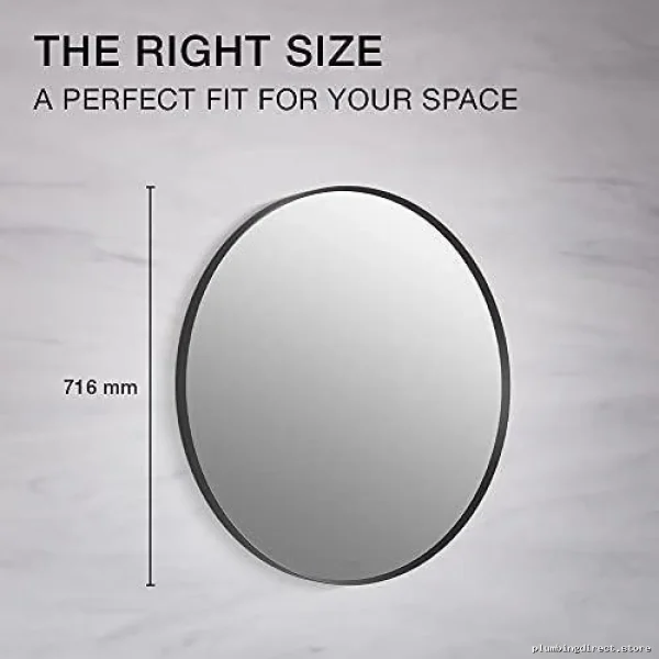 Modern Matte Black Round Decorative Wall Mirror - Kohler - Image 3