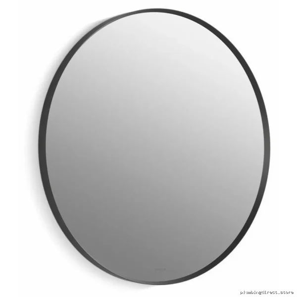 Modern Matte Black Round Decorative Wall Mirror - Kohler - Image 4