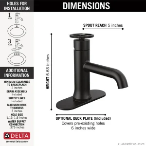 Trinsic Modern Single-Hole Bathroom Sink Faucet w/Pop-Up Drain - Matte Black