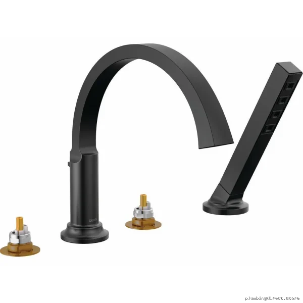 Matte Black Tetra Roman Tub Faucet Trim with Hand Shower - Modern Bathroom Fixture T4788-BLLHP Delta