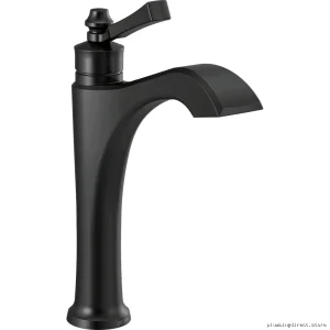 Matte Black Mid-Height Vessel Sink Faucet - Modern Lever Handle Design by Dorval Delta