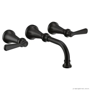 Modern Matte Black Wall Mount Bath Faucet Trim - Moen
