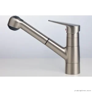 Modern Kitchen Faucet with Pull-Out Spray Head in Satin Nickel – Durable Design | Model KFPOS from Kindred