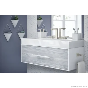 Satin Nickel Modern Widespread Pop-Up Bathroom Faucet by Symmons - Duro SLW-3612