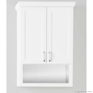 Modern Shaker White Bathroom Cabinet with 2 Doors & Storage