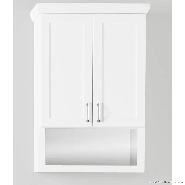 Modern Shaker White Bathroom Cabinet with 2 Doors & Storage