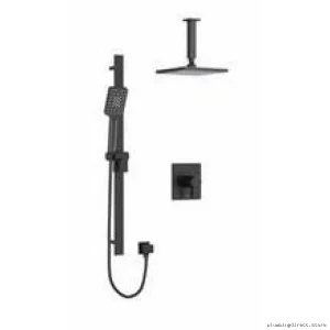 Paradox Modern Shower Faucet Trim Kit with Ceiling Arm - Black RIOBEL TKIT323PXTQBK