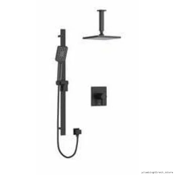 Paradox Modern Shower Faucet Trim Kit with Ceiling Arm - Black RIOBEL TKIT323PXTQBK