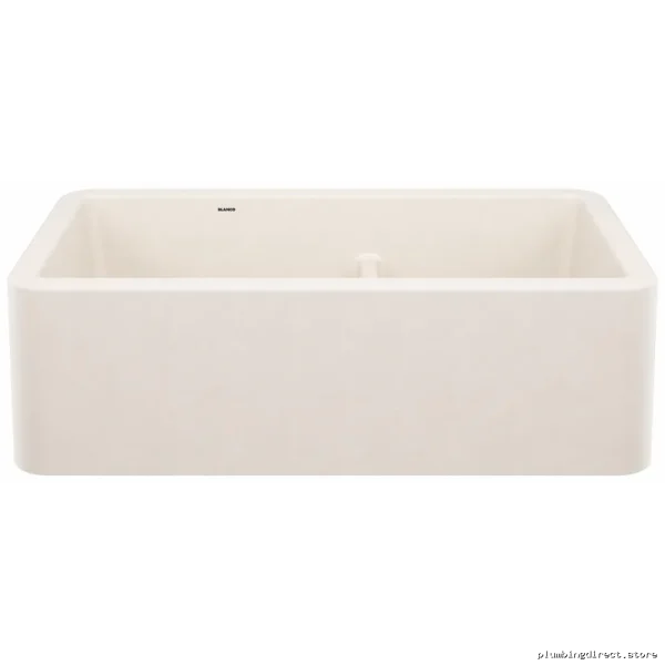 Modern Apron Front Silgranit Sink with Low Divider - Ikon 33 1.75 Bowl Soft White