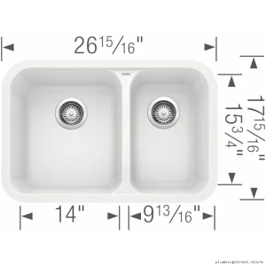 Modern Silgranit White 1.5 Bowl Undermount Sink - Vision U Model 402146 Blanco