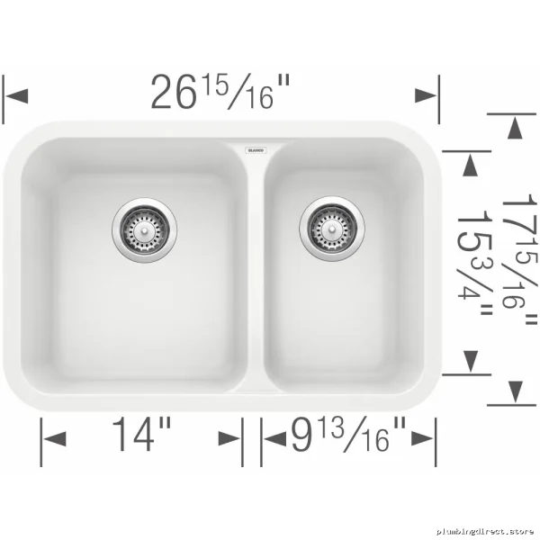 Modern Silgranit White 1.5 Bowl Undermount Sink - Vision U Model 402146 Blanco
