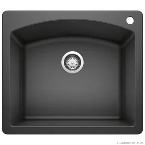 Modern Single Bowl Drop-In Silgranit Sink - Durable Anthracite Design by Blanco 400064