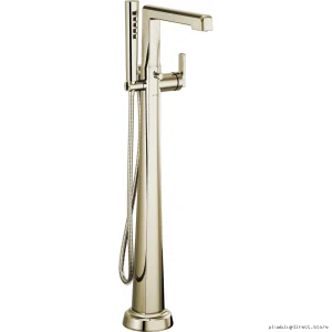 Modern Single-Handle Floor-Mount Tub Filler Trim by Levoir in Polished Nickel