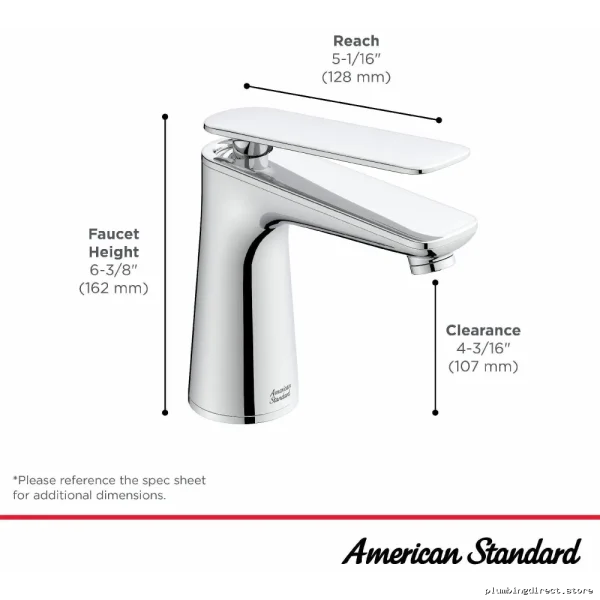 Modern Single-Hole Bath Faucet w/ Pop-Up Drain & High-Flow - Chrome AS Model - Image 3