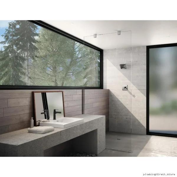 Zura Modern Single-Hole Chrome & Matte Black Bathroom Faucet - Image 2